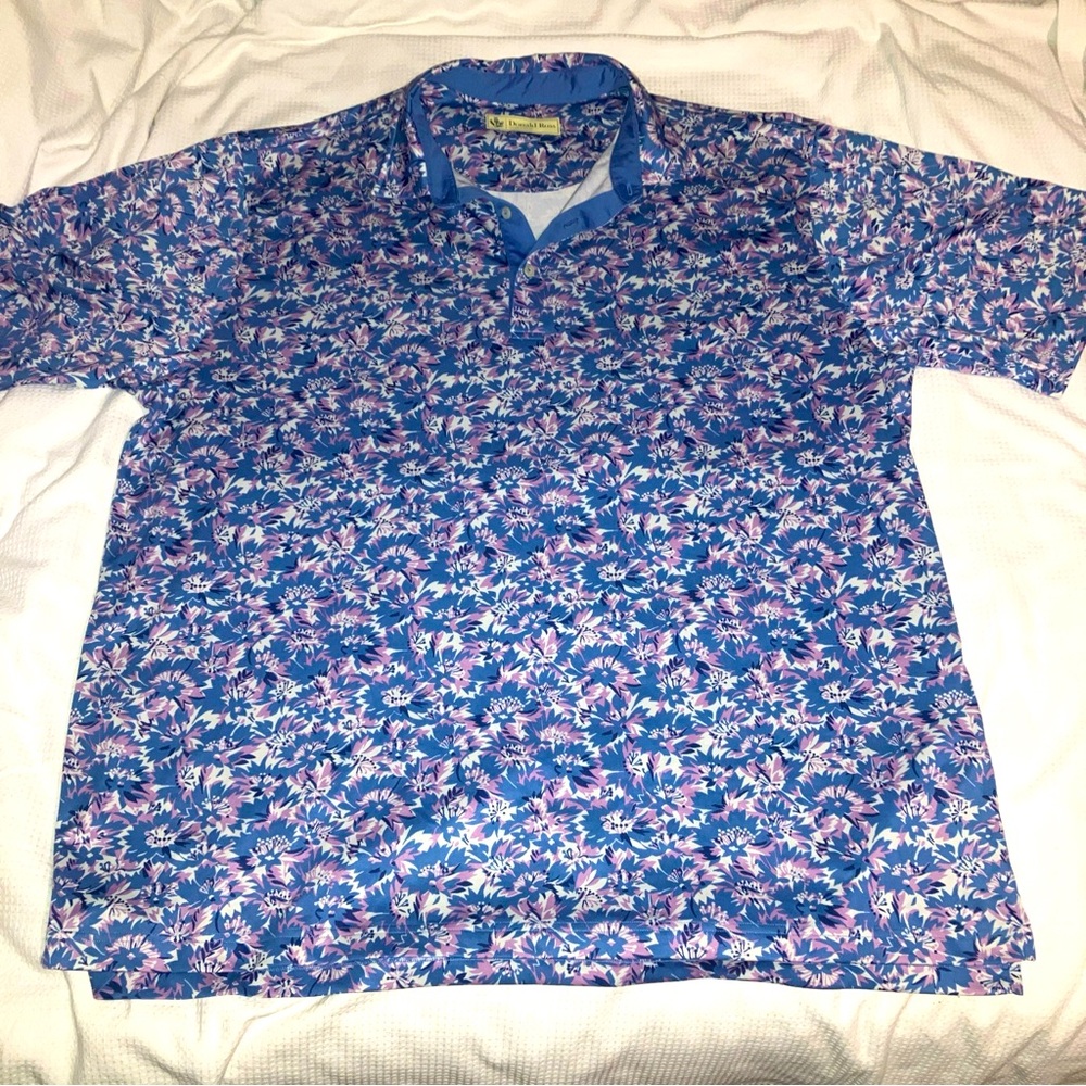 Donald Ross sportswear polo blue pink floral XXL